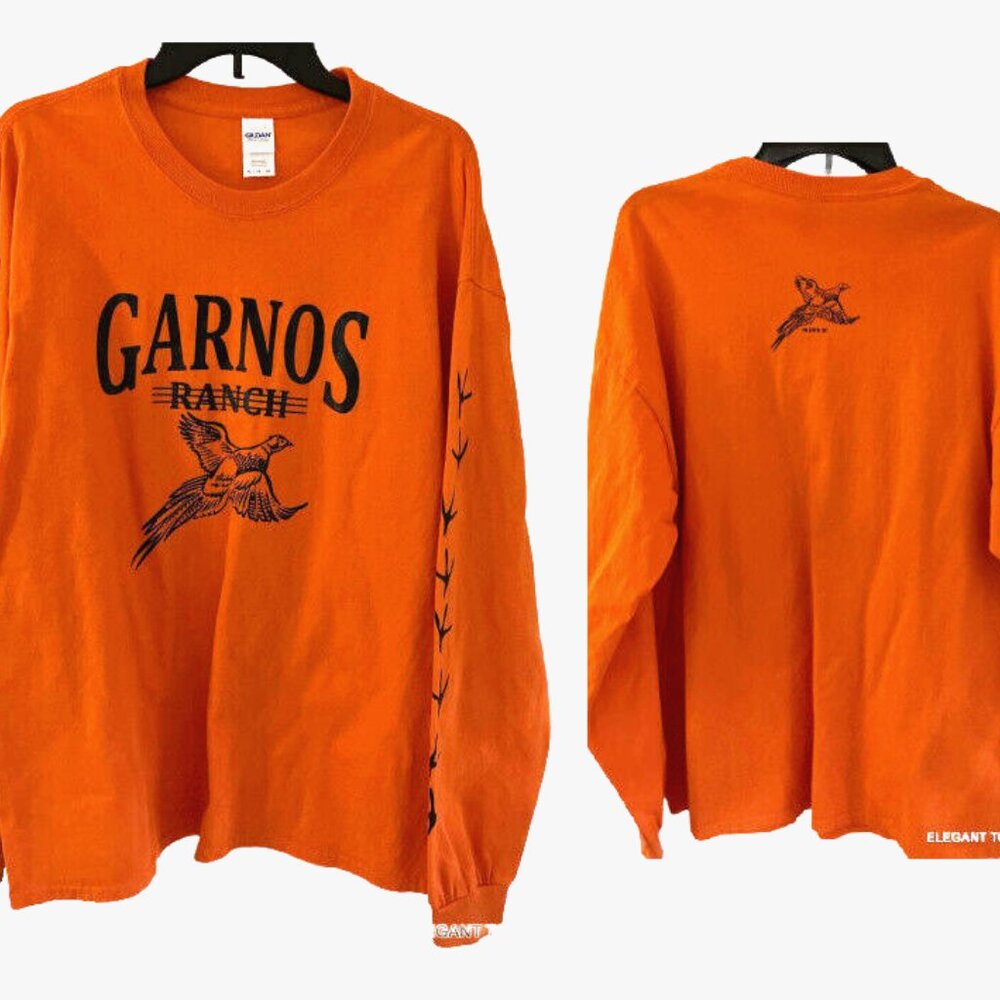 Garnos Pheasant Hunting Ranch Mens T-Shirt XL Gildan Long Sleeve South Dakota